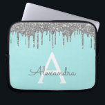Aquamarines blaues Silber-Glitzer-Sparkon-Monogram Laptopschutzhülle<br><div class="desc">Aquamarin Blau - Aqua und Silver Imitats Dripping Modern and Elegant Girly Glitzer and Sparkle Elegant Monogram Case. Dieser Fall kann so angepasst werden,  dass er Ihren Anfangs- und Vornamen enthält.</div>