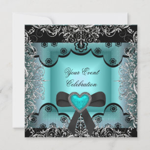 Aquamarines blaues Silver Black Lace Elegantes Par Einladung