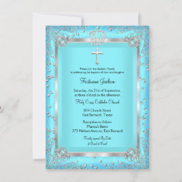 Aquamarines Blaues Sparkle Foto Taufe Christening Einladung