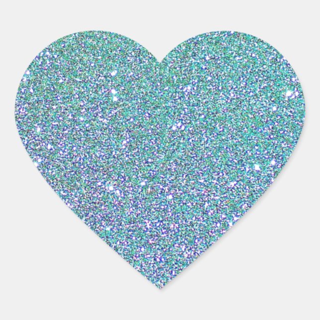 Aquamarines blaues Sparkle-Glitzer Texturmuster Herz-Aufkleber (Vorderseite)