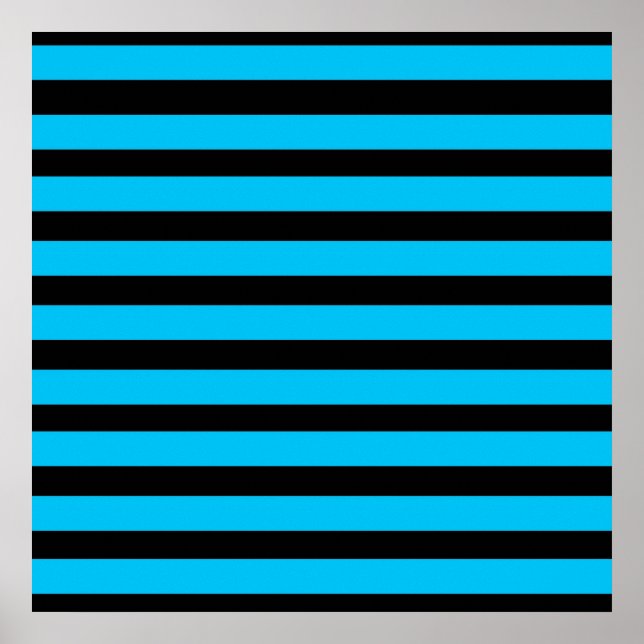 Aquamarines blaues Türkis- und Weißstreifenmuster Poster (Vorne)