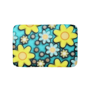 Aquamarines blaues u. gelbes Girly mit Badematte