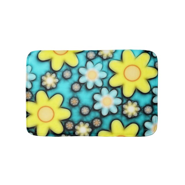 Aquamarines blaues u. gelbes Girly mit Badematte (Vorderseite)