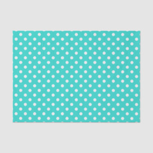 Aquamarines blaues und weißes Polka-Punkt-Muster Seidenpapier