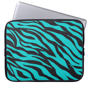 Aquamarines blaues Zebra Streifen Wildtierdrucke N Laptopschutzhülle