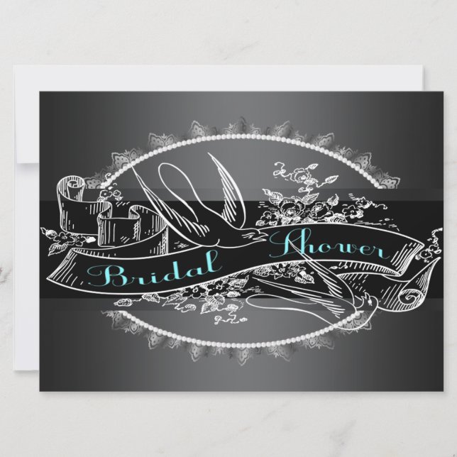 Aquamarines Blue Chalkboard-Brautparty Einladung (Vorderseite)