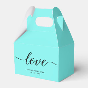 Aquamarines Blue Custom Elegante Liebe Skript Hoch Geschenkschachtel