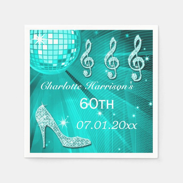 Aquamarines Blue Disco Ball und Sparkle Heels 60. Serviette (Vorderseite)