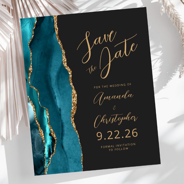 Aquamarines Blue Gold-Agate-Skript Save the Date (Von Creator hochgeladen)