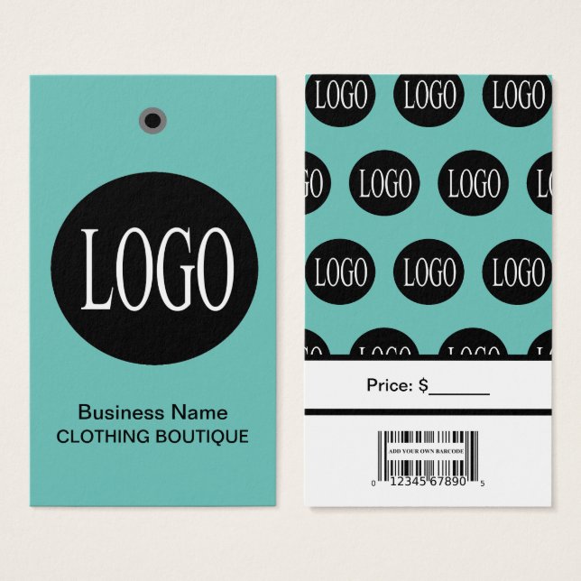 Aquamarines Blue-Logo mit Bar Code-Preismarken (Vorne & Hinten)