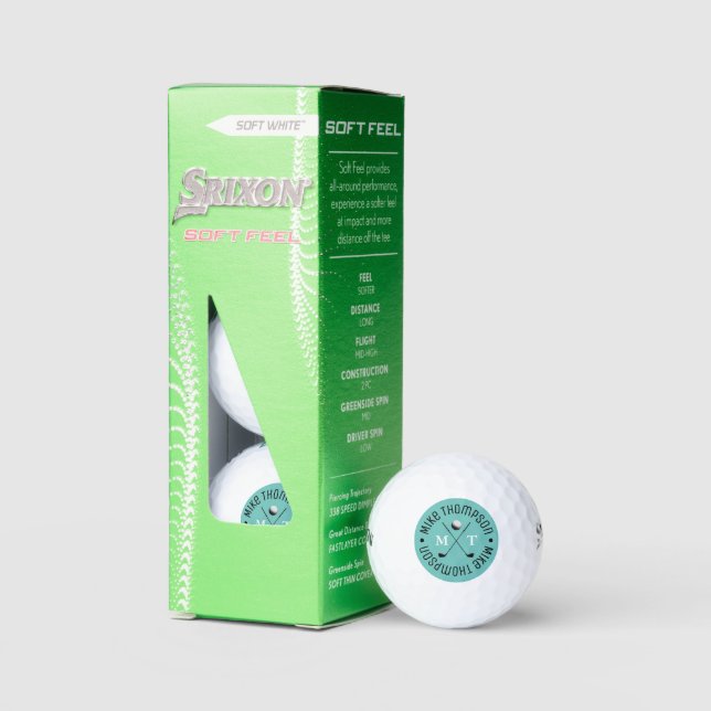 Aquamarines Blue Logo Monogram für Golfspieler Golfball (Verpackung)
