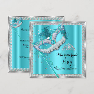 Aquamarines Blue Masquerade Maske Quinceanera Part Einladung