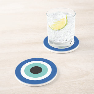 Aquamarines Blue Mati Evil Eye Glück und Schutzsym Getränkeuntersetzer
