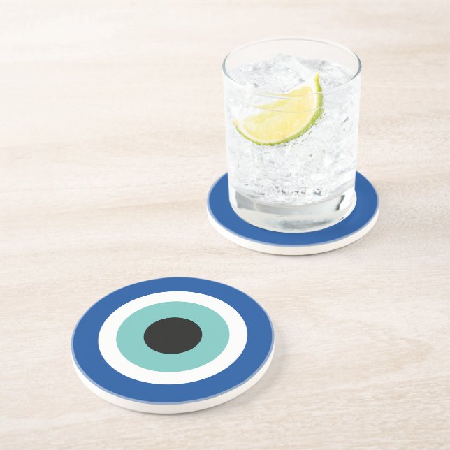 Aquamarines Blue Mati Evil Eye Glück und Schutzsym Getränkeuntersetzer (Seite)
