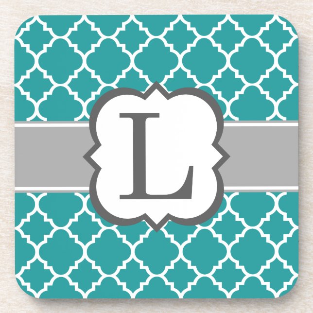 Aquamarines Blue Monogramm Letter L Quartett Untersetzer (Vorderseite)