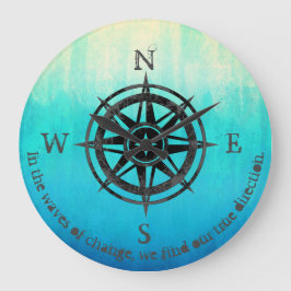 Aquamarines Blue Ombre Sea Große Wanduhr