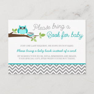 Aquamarines Blue Owl Grau Zickzack Baby Shower Boo Begleitkarte