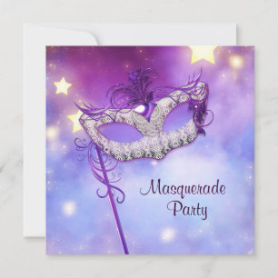 Aquamarines Blue Pink Lila Masquerade Party Einladung