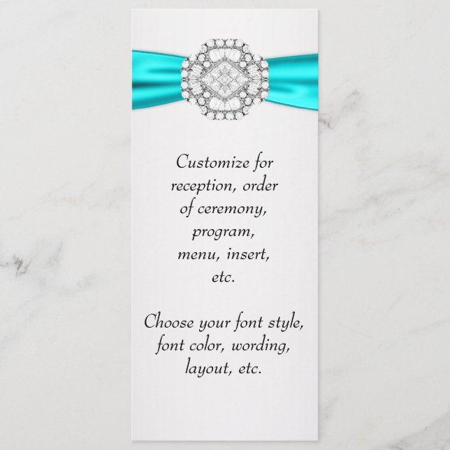 Aquamarines Blue Wedding Menu Menükarte (Vorderseite)