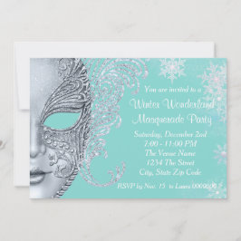 Aquamarines Blue Winter Wonderland Masquerade Part Einladung