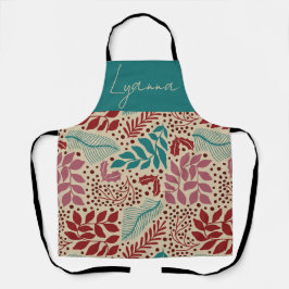 Aquamarines Blumenmuster Retro Gemütliche Weihnach Schürze