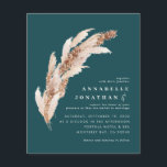 Aquamarines Boho Pampas Hochzeit laden Sie ein Flyer<br><div class="desc">Budget natürliche botanische Pampasgras Wasserfarben und Skript Hochzeitseinladung mit Platz für QR-Code. Moderne Trend Design Kollektion in zeitgenössischer Trend Terrakotta, aquamarin, schwarz und natürlich beige Farbgebung.</div>