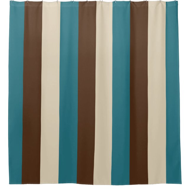 Aquamarines Brown und beige vertikale Streifen Duschvorhang (Vorderseite)