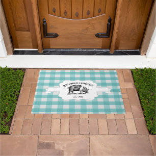 Aquamarines Buffalo Kariert Farm Pig Doormat Fußmatte