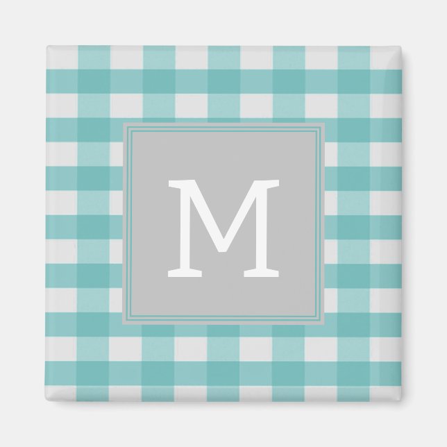 Aquamarines Buffalo Kariert Monogram Magnet (Vorne)