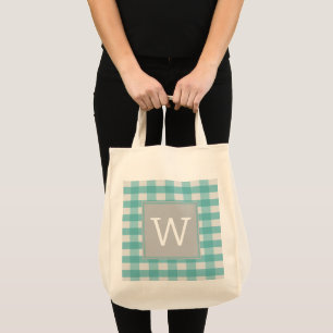 Aquamarines Buffalo Kariert Monogram Tote Bag Tragetasche