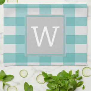 Aquamarines Buffalo Kariert Monogramm Handtuch