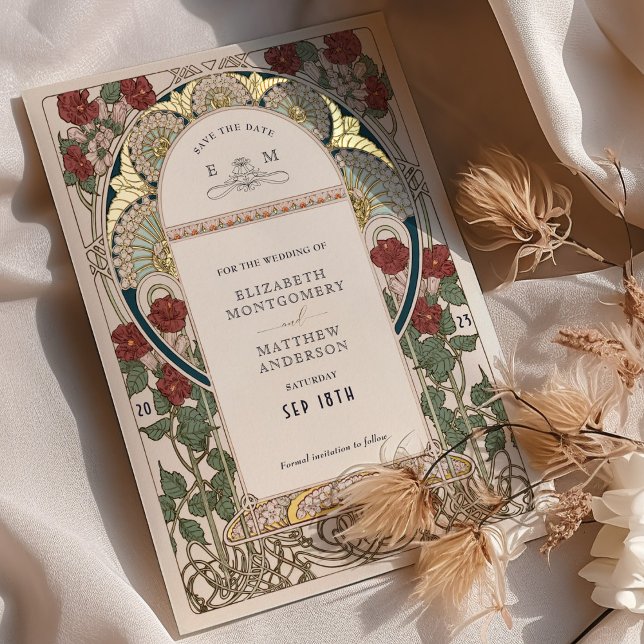 Aquamarines Burgund Save the Date Goldhochzeit Folieneinladung (Von Creator hochgeladen)