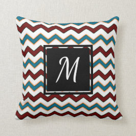 Aquamarines Burgund Zickzack Monogramm Chic Throw Kissen