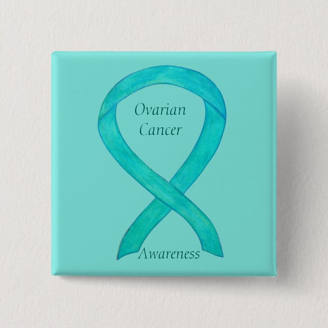 Aquamarines Button zur Sensibilisierung für Ovaria (Vorderseite)