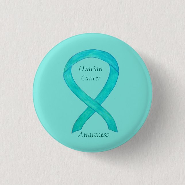 Aquamarines Button zur Sensibilisierung für Ovaria (Vorderseite)