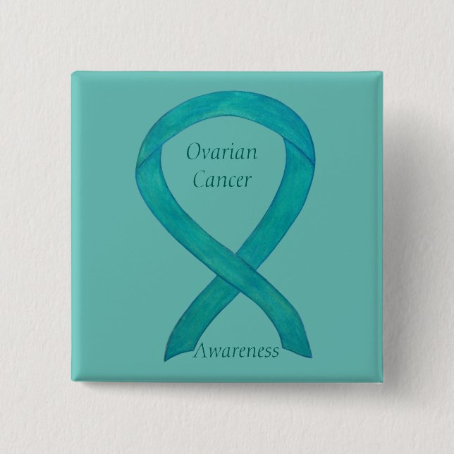 Aquamarines Button zur Sensibilisierung für Ovaria (Vorderseite)