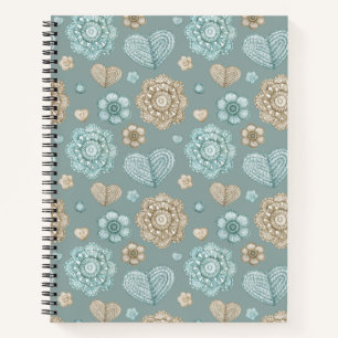Aquamarines Crochet-Notebook mit Wasserfarbe 8,5"  Notizbuch