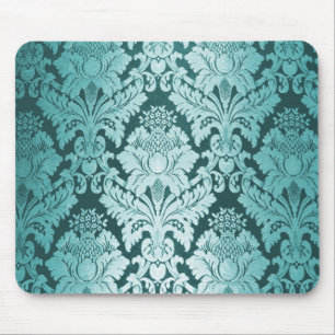 Aquamarines Damask-Muster Mousepad