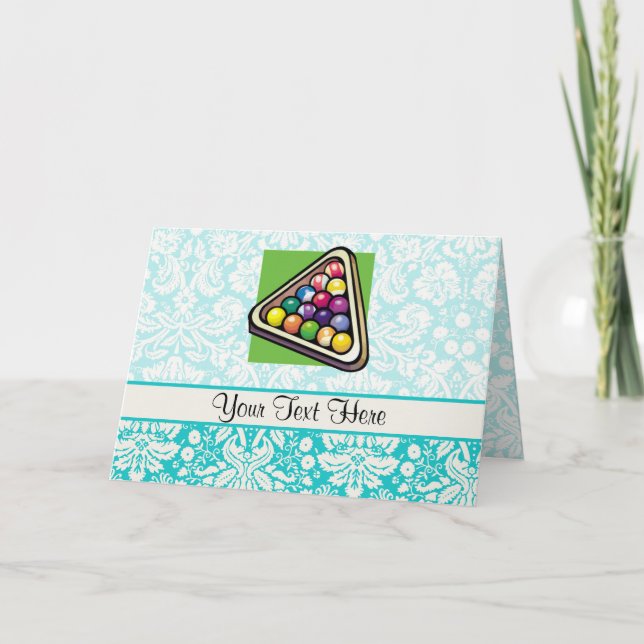 Aquamarines Damast-Billard Karte (Vorderseite)