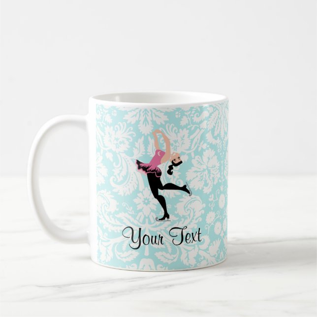 Aquamarines Damast-Muster-Eis-Skaten Kaffeetasse (Links)