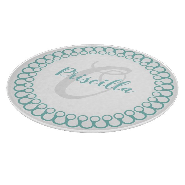 Aquamarines Decorcle Monogram Cutting Board Schneidebrett (Ecke)