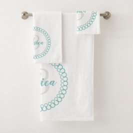 Aquamarines dekoratives Circle Monogram Badetuch S Badhandtuch Set