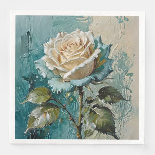 Aquamarines Design für Grüne und Creme Rose Blumen Serviette