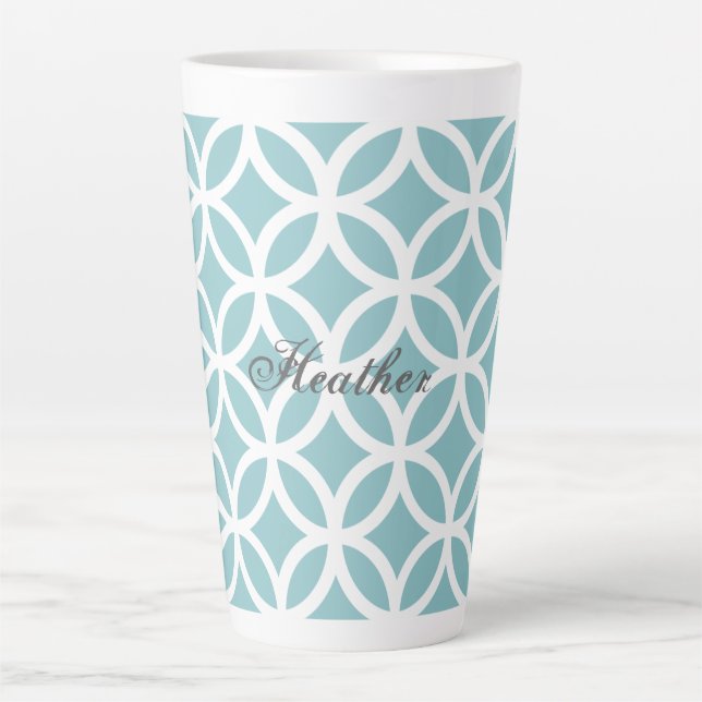 Aquamarines Diamantmuster Personalisiert Milchtasse (Vorderseite)