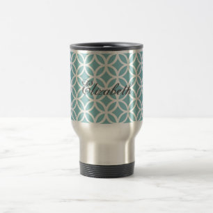 Aquamarines Diamantmuster Personalisiert Reisebecher