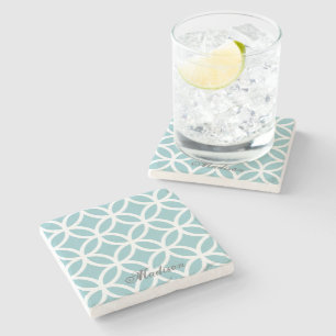 Aquamarines Diamantmuster Personalisiert Steinuntersetzer