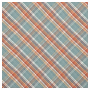 Aquamarines dunkelblaues Korallen Orange Kariertes Stoff