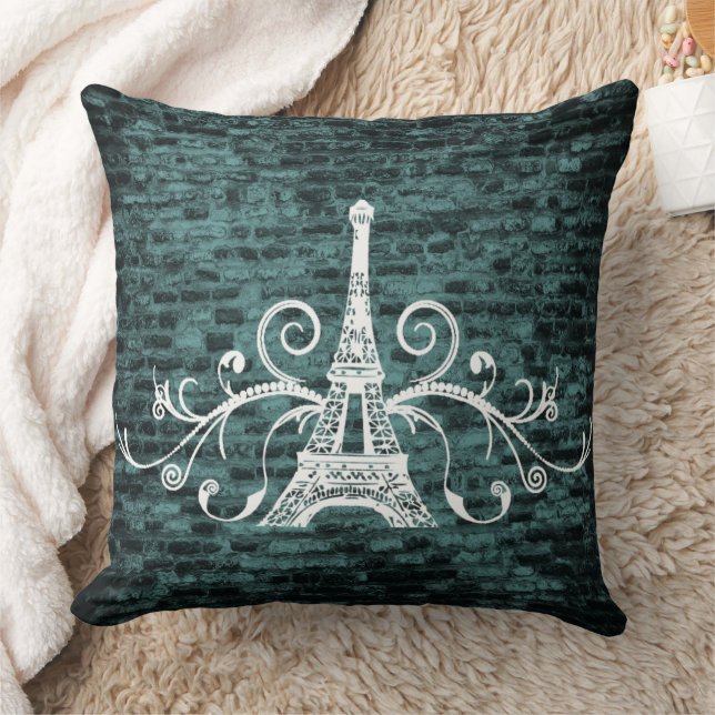 Aquamarines Eiffelhandtuchkissen Kissen (Decke)