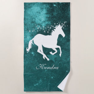 Aquamarines Einhorn Personalisiert Beach Handtuch