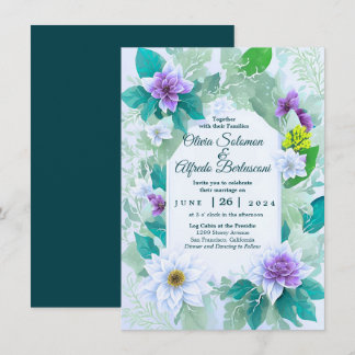 Aquamarines, elegantes, modernes whimsical Hochzei Einladung